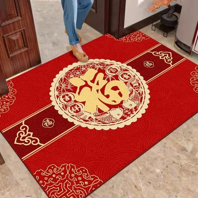 Chinese New Year Carpet Auspicious Words Entrance Floor Mat New Year Decor Home Gift Rug