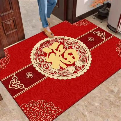 Chinese New Year Carpet Auspicious Words Entrance Floor Mat New Year Decor Home Gift Rug