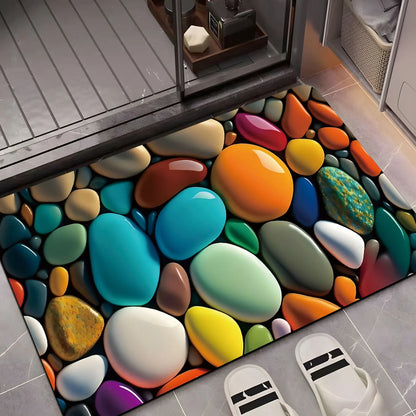 VIKAMA Pebble Facecloth Mat Non-Slip Bathroom Living Room Entrance Rug Home Decor
