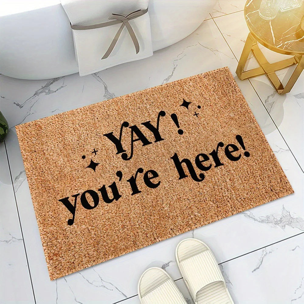 Christmas Cartoon Reindeer Pattern Entrance Floor Mat Absorbent Non-Slip Door Mat Bathroom Door Decoration Rug