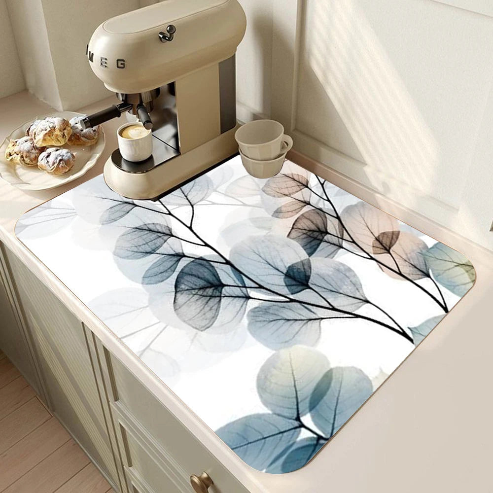 Floral Super Absorbent Kitchen Drying Mat
