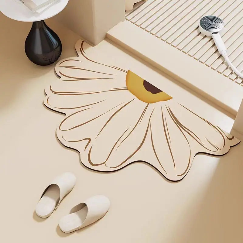 Half circular bathroom floor mat, diatomaceous earth absorbent mat, quick drying carpet, anti slip floor mat for bathroom