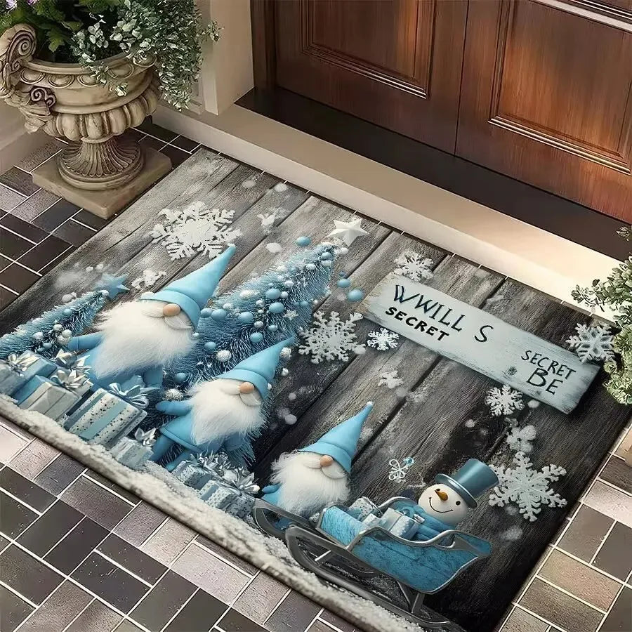 VIKAMA Christmas Gnome Plaid Non-Slip Doormat