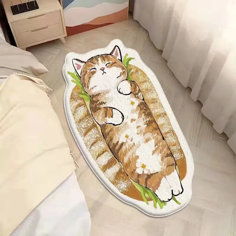 Faux Cashmere Cartoon Pet Rug Non-Slip Washable Bedroom Mat
