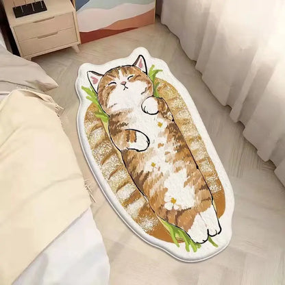 Faux Cashmere Cartoon Pet Rug Non-Slip Washable Bedroom Mat