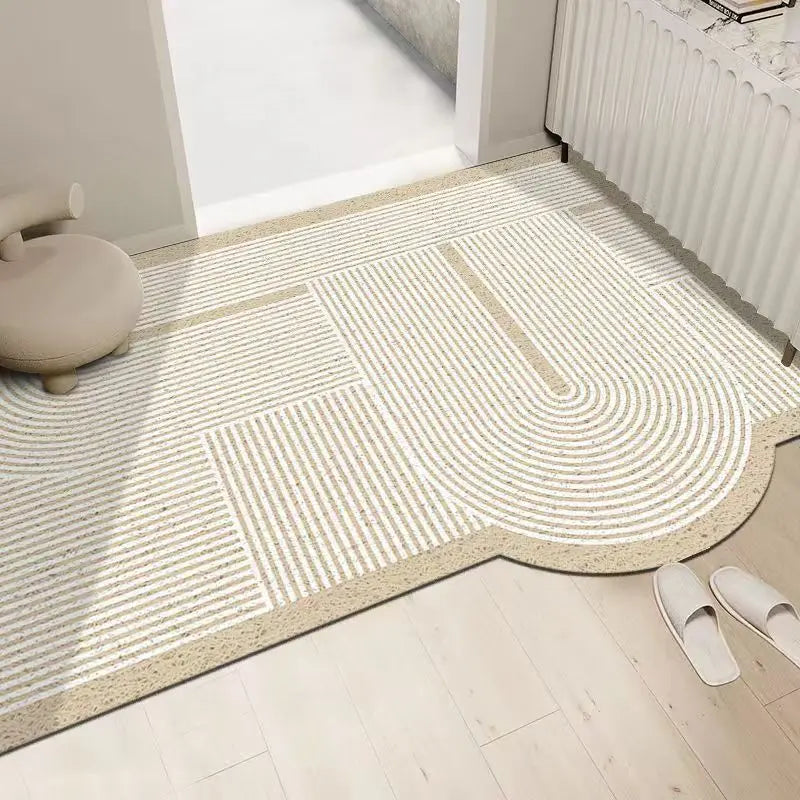 Cream silk ring cuttable entrance door mat