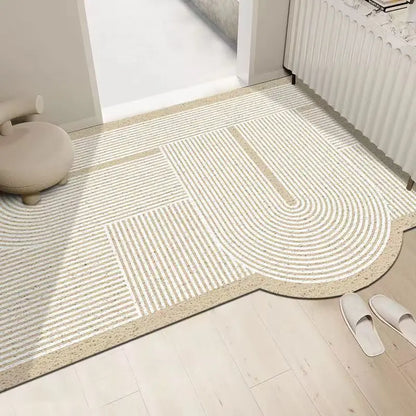 Cream silk ring cuttable entrance door mat