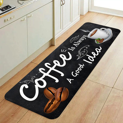 Coffee Time Quote Kitchen Runner Rug