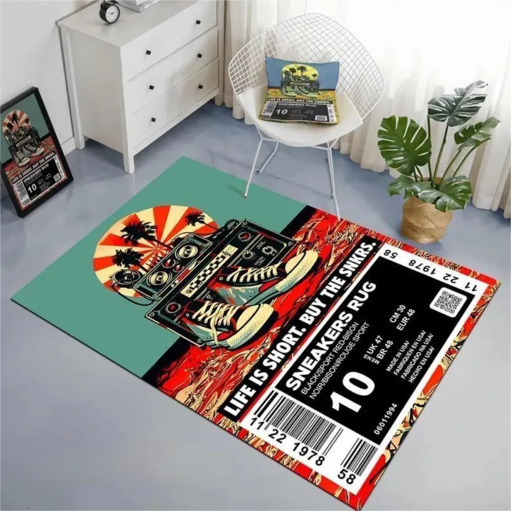 Sneaker Box Carpet Mat Non-Slip Floor Rug Home Bedroom Living Room Decor Sneaker Style Carpet