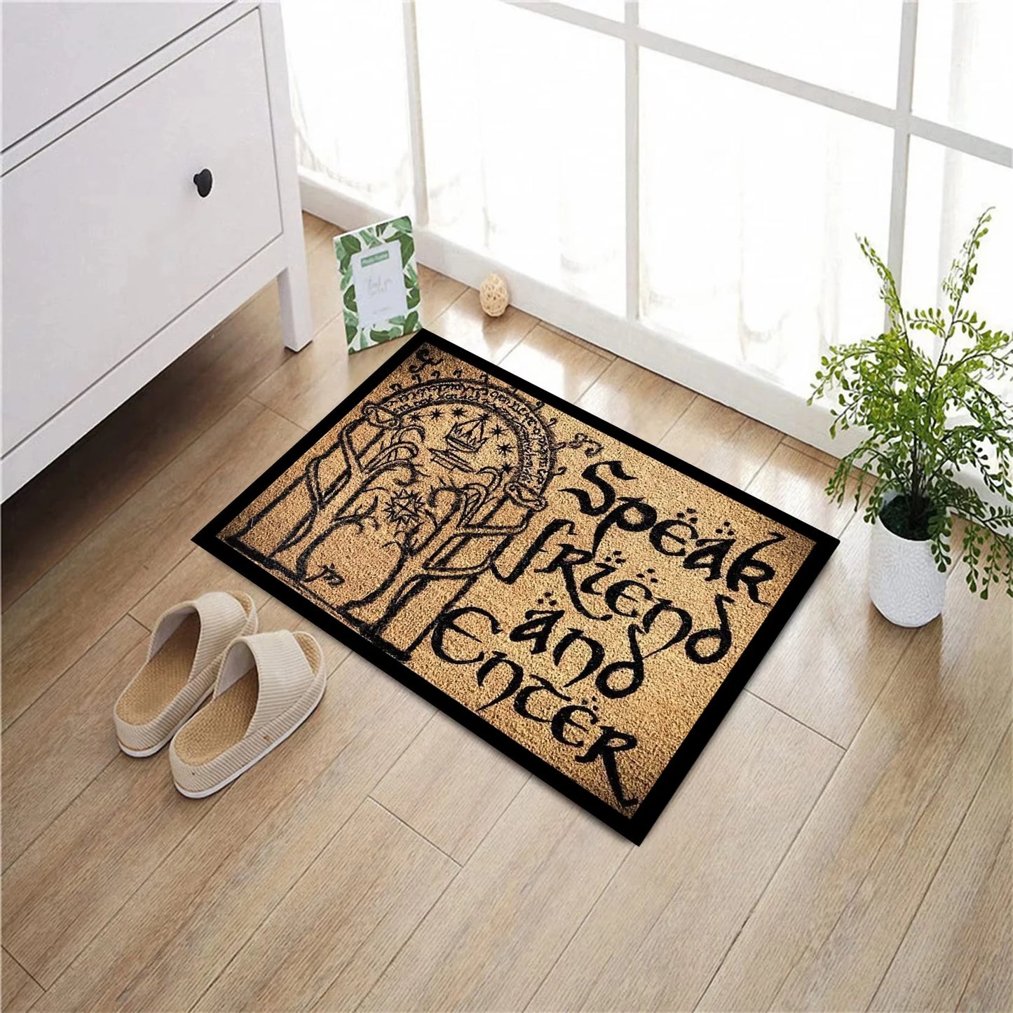 VIKAMA Middle Earth Lord of the Rings Printed Rug Non-Slip Entrance Doormat Hallway Fantasy Decorative Carpet