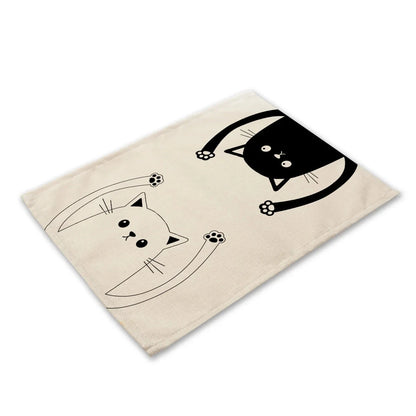 Cute Black Cat Kitchen Placemat Set