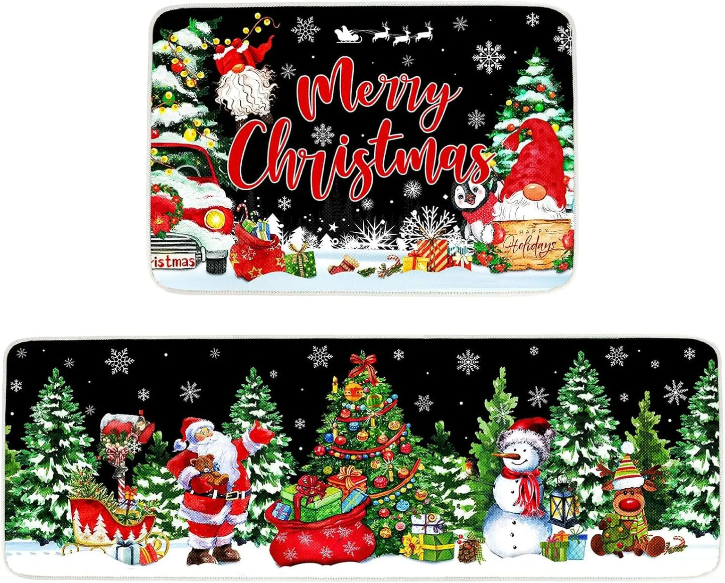 VIKAMA Christmas Gingerbread Man Floor Mat Crystal Velvet Non-Slip Kitchen Entry Door Rug Easy Care Home Decor