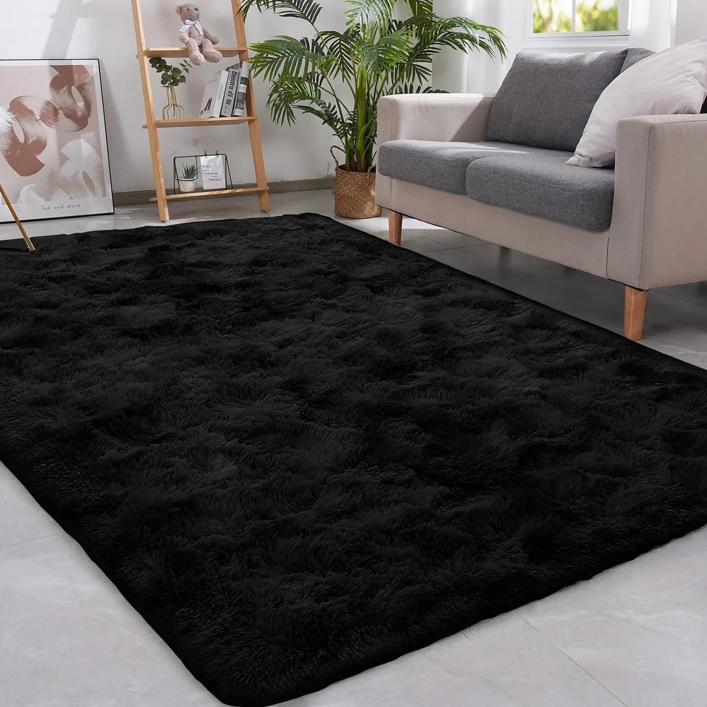VIKAMA Soft Fluffy Non-Slip Living Room Area Rug