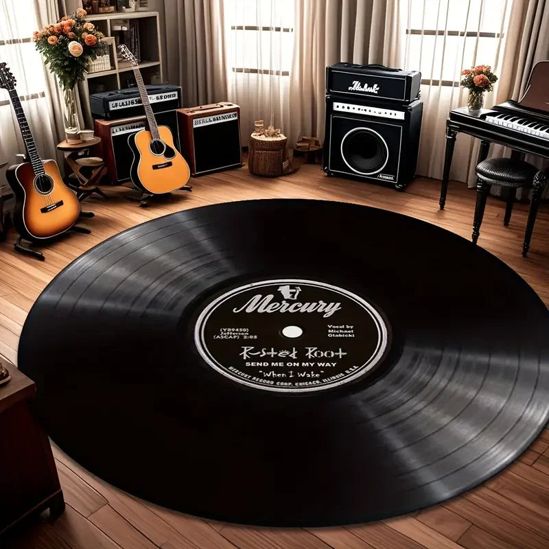 VIKAMA Retro Vinyl Record Non-Slip Rug