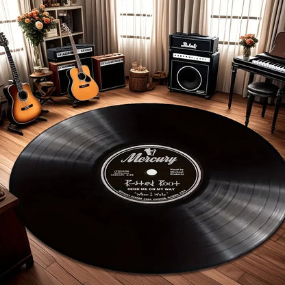 VIKAMA Retro Vinyl Record Non-Slip Rug