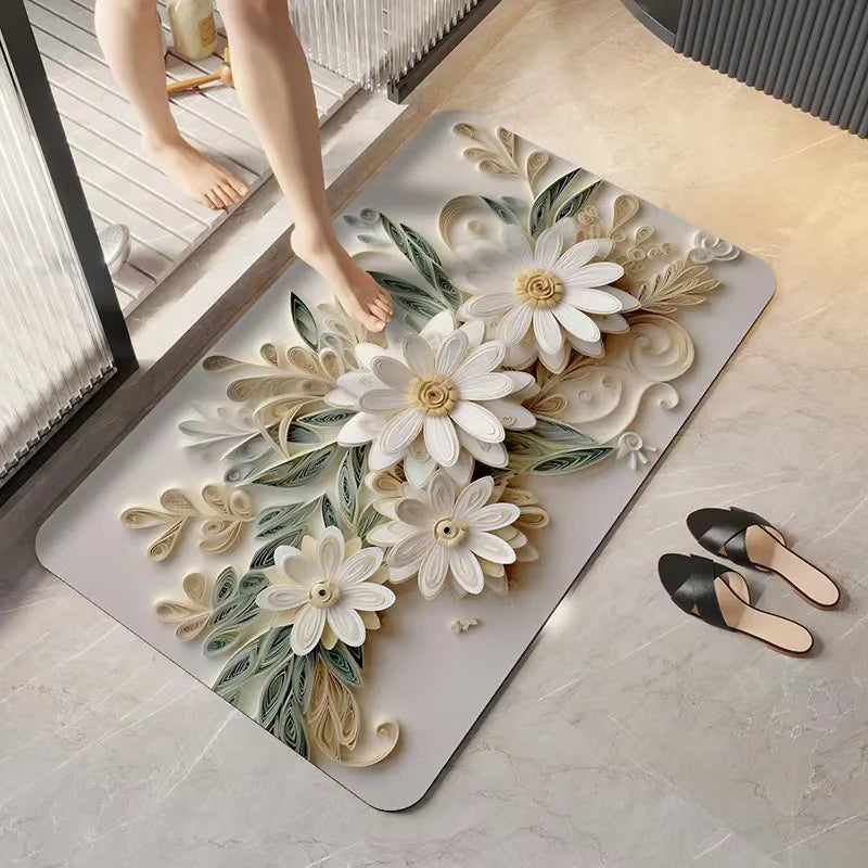 3D quick-dry non-slip absorbent bath mat