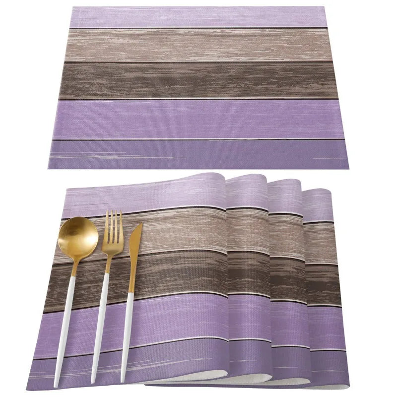 Retro Barn Wood Texture Polyester Placemat Set
