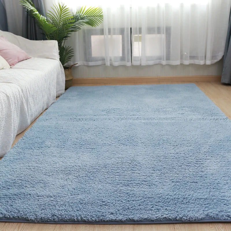 Beige Fluffy Bedroom Area Rug