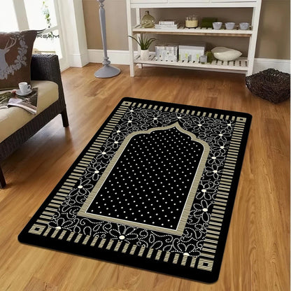 Islamic Prayer Black Non-Slip Rug