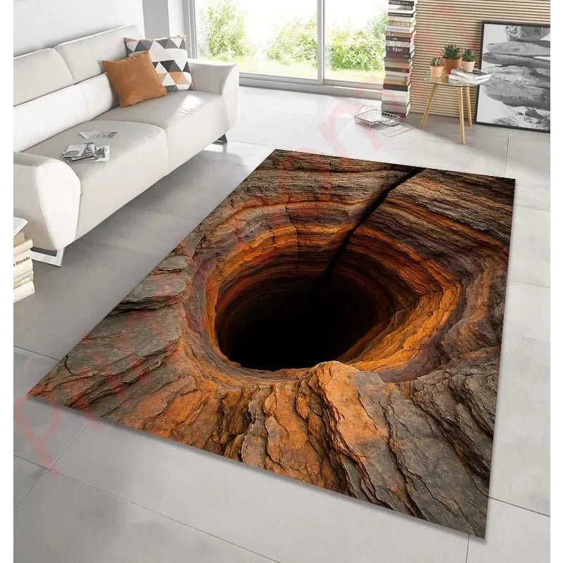 3D cave illusion novelty floor rug