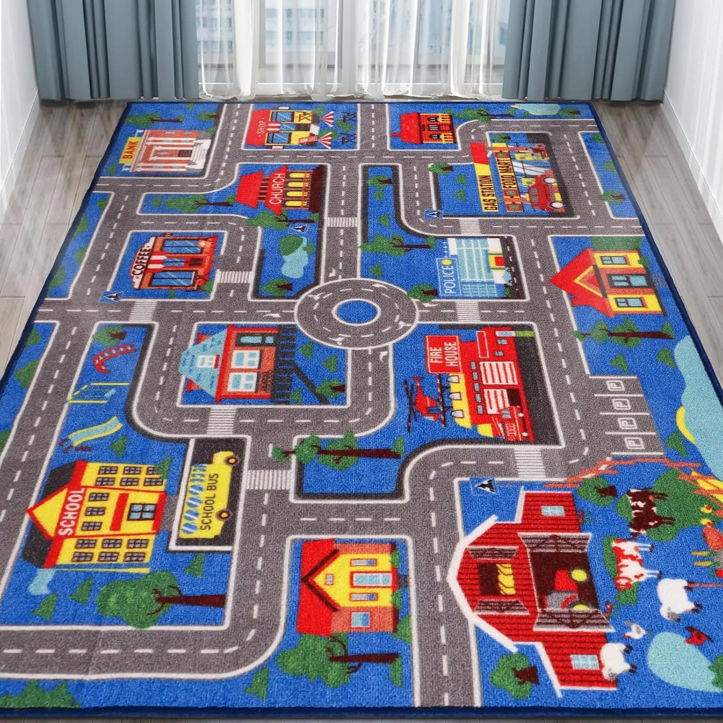 Kids city road play carpet climbing mat