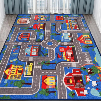 Kids city road play carpet climbing mat