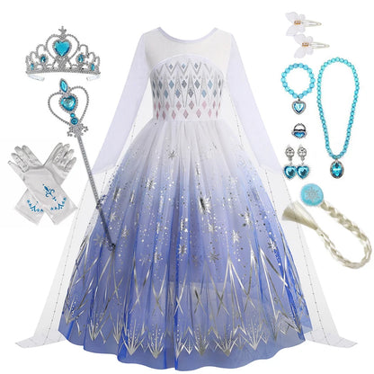 Disney Frozen 2 Elsa Princess Costume Dress For Girls