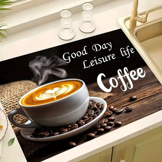 Coffee dish drying absorbent kitchen mat