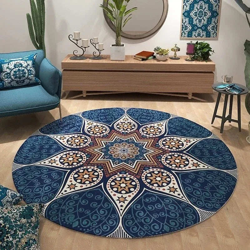Vintage Bohemian Circular Ethnic Area Rug