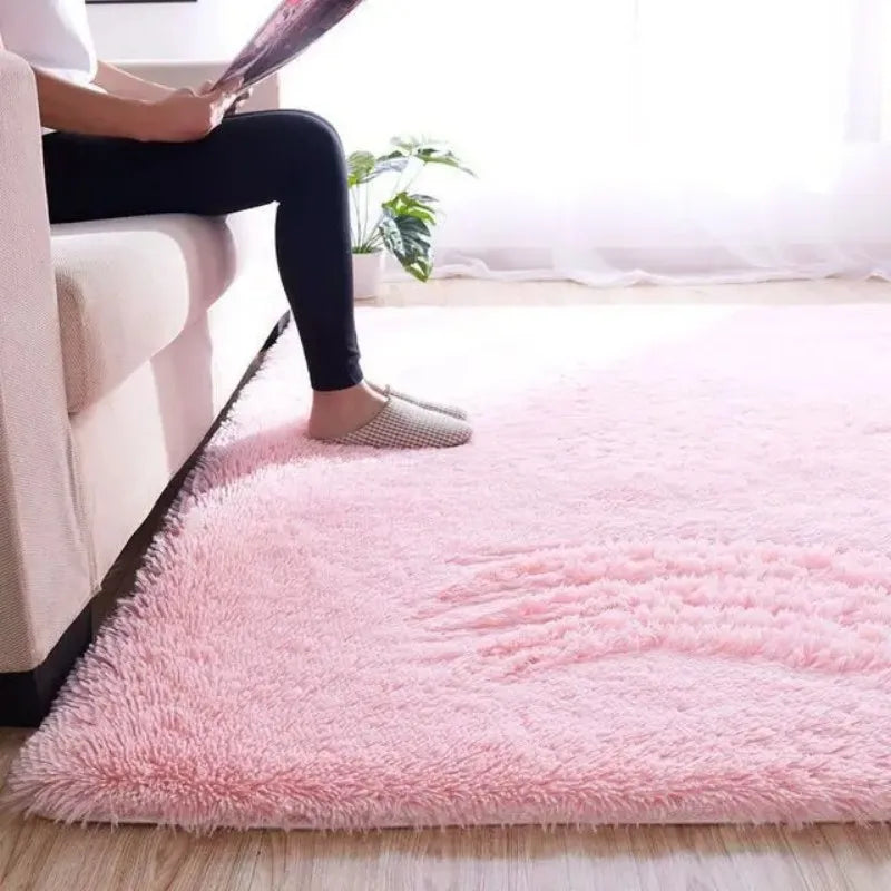 VIKAMA Solid Color Plush Fluffy Area Rug