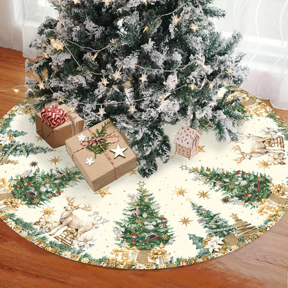 VIKAMA Christmas Tree Skirt Reindeer Holiday Rug