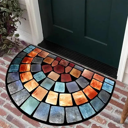 VIKAMA Butterfly Pattern Welcome Door Mat Semi-Circular Non-Slip Entrance Carpet