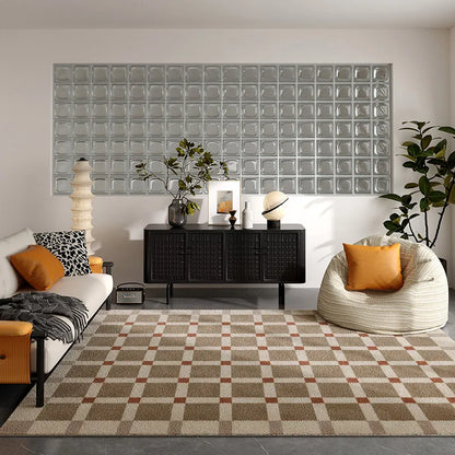 Retro Plaid Nordic Plush Soft Area Rug