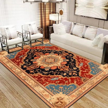Persian Luxury Red Carpet Large Non-Slip Living Room Bedroom Rug Washable Aisle Floor Mat Home Decor