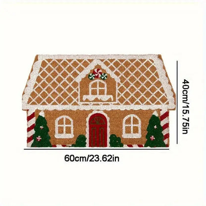 VIKAMA Christmas Gingerbread House Shaped Soft Microfiber Area Rug