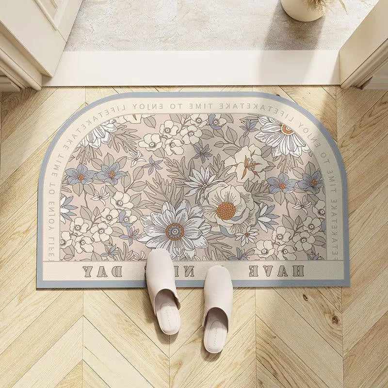 Light Luxury European Floral Bathroom Absorbent Diatom Mud Non-slip Floor Mat Door Mat