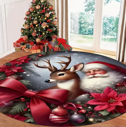 Christmas Santa snowflake circular floor mat