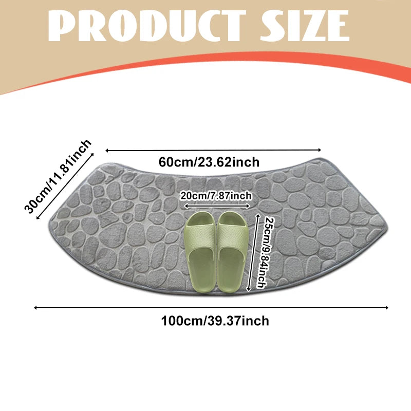 3D Cobblestone Velvet Bath Mat Non-Slip Absorbent Quick-Dry Washable Bathroom Door Rug