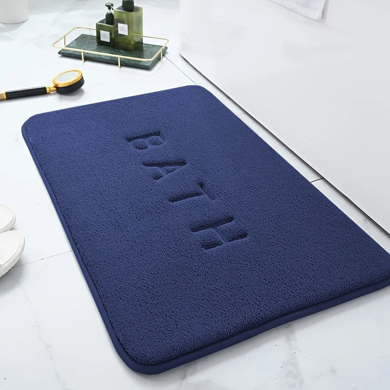 Solid Color Flannel Non-Slip Bathroom Mat