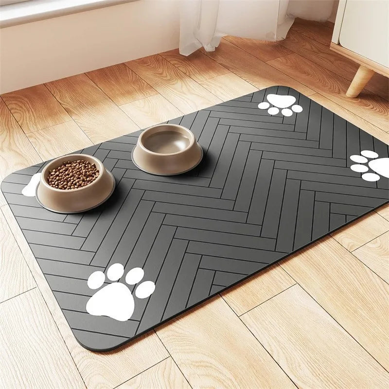 Pet Feeding Mat Absorbent Quick-Dry Non-Slip Dog Cat Bowl Placemat