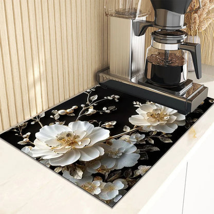 Floral Absorbent Kitchen Drying Mat