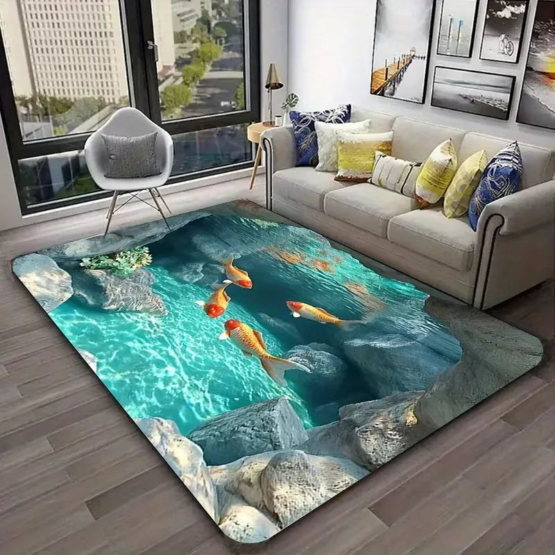 3D Koi Fish Area Rug