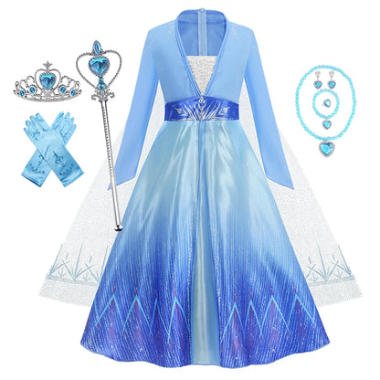 Disney Frozen Elsa Anna Princess Costume Dress For Girls