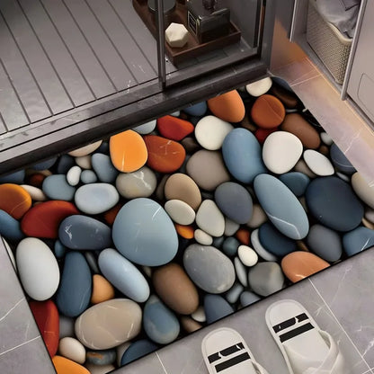 VIKAMA Pebble Facecloth Mat Non-Slip Bathroom Living Room Entrance Rug Home Decor