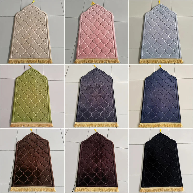 Flannel Prayer Mat Non-Slip Soft Portable Worship Rug Travel Ramadan Gift