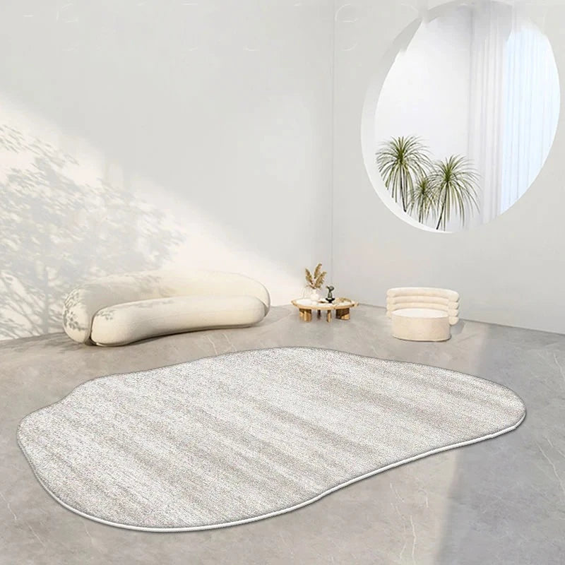 Cream Irregular Soft Fluffy Area Rug
