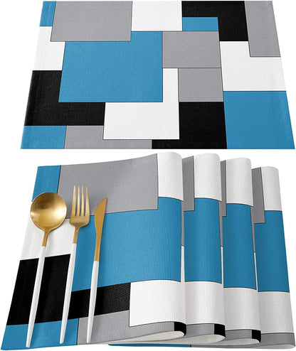 Abstract Purple Black Grey Patchwork Placemat Set