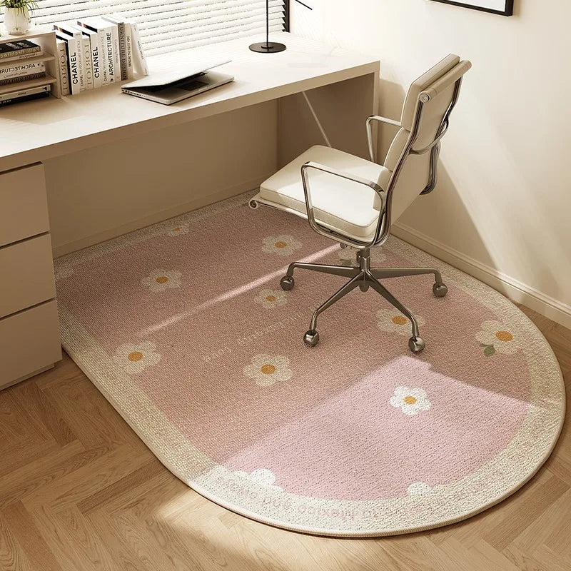 VIKAMA Chair Floor Mat Arched Non-Slip Bedroom Study Office Swivel Chair Rug