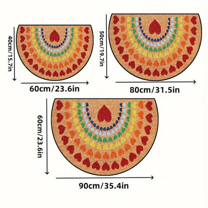 VIKAMA Rainbow Heart Half-Round Doormat