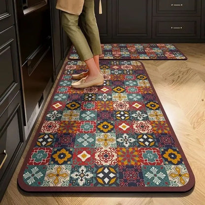 Crystal velvet kitchen anti-slip mat set
